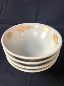 *... shop * nostalgia. Showa Retro *④ gold dragon 6.8 height pcs porcelain bowl * ramen pot 4 piece set 