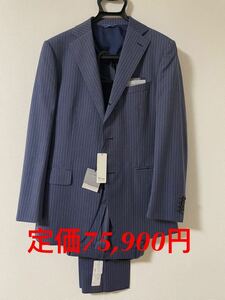 AOKI /JUNKO SHIMADA メンズスーツ ビジネススーツ　Y6 ネイビー　Lサイズ　毛100％ ストライプスーツ