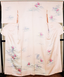 Art hand Auction Yuzen formal kimono by Takeshi Odani, pure silk, hand-painted mandarin duck, size L, ki19759, in good condition, for official occasions, free shipping, recycled, used, Women's kimono, kimono, Visiting dress, Ready-made