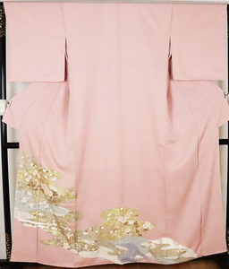 色留袖 訪問着 正絹 薄赤紫 金箔 松竹梅 菊 牡丹 桜 花流水 Mサイズ ki19599 新品 公式行事 送料無料