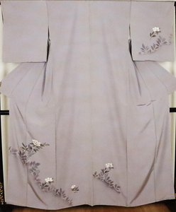 Art hand Auction Homongi, pure silk, light gray, golden brown, gradation, hand-painted, peony flower, size L, ki20208, good condition, for official occasions, free shipping, recycled, used, Women's kimono, kimono, Visiting dress, Ready-made