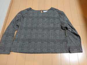  Kumikyoku check cut and sewn tops 3 large size gray once use beautiful goods shoulder width 48 armpit 104 height 51 centimeter 