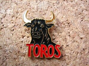 古 ピンバッジ　牛　角　黒 toros