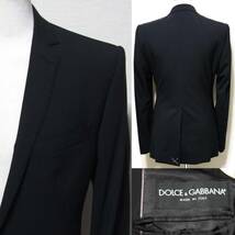 新品DOLCE&GABBANAナローノッチドラペル MARTINIセットアップスーツ 黒無地46_画像2