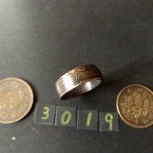 19 number ko Yinling g.1 sen blue copper coin hand made ring free shipping (3019)