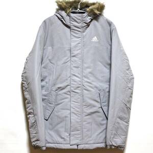 【新品】adidas ライト パデッド ファー JKT【97：灰】L モッズコート アディダス