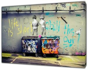 バンクシー Banksy Life is Short Kinder 高級 キャンバス アート パネル ポスター A１ 雑貨 グッズ インテリア おしゃれ 絵 ストリート