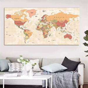 世界地図 ポスター 100x50cm 地図 ワールドマップ 地球 世界 グッズ インテリア 海外 雑貨 キャンバス 写真 アート world map 1