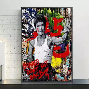 ブルースリー ポスター 70x50cm カンフー 武道 燃えよドラゴン グッズ 海外 雑貨 キャンバス 写真 アート Bruce Lee 39