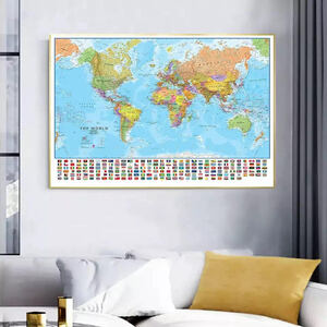 世界地図 ポスター 90x60cm 地図 ワールドマップ 地球 世界 グッズ インテリア 海外 雑貨 キャンバス 写真 アート world map 5