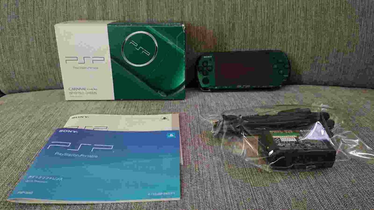 海外通販では 253【良品】PSP3000 スピリティッドグリーン PSP-3000 本体 携帯用ゲーム本体