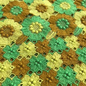 生地 幅98×50cm 刺繍お花モチーフ 昭和レトロ