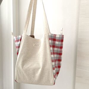 トートバッグ エコバッグ ハンドメイド チェック マイバッグ