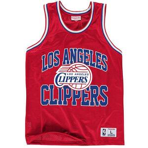 USA正規品 【L】 Mitchell&Ness ミッチェル&ネス NBA メッシュタンクトップ 赤 ロサンゼルス LA クリッパーズ Clippers バスケシャツ