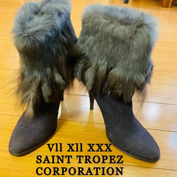 1月限定価格： Vll Xll XXX SAINT TROPEZ CORPORATION パープルショートブーツ 23cm