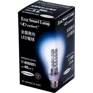 ★☆ 新品 LED電球 白熱型 昼光色透明相当 E26口金 全光束580lm