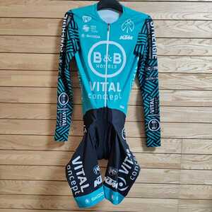  supplied goods s gold suit B&B hotel -baitaru concept cycle jersey One-piece aero bicycle road bike long sleeve TT