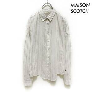 【送料無料】MAISON SCOTCH メゾンスコッチ★ストライプ柄 長袖シャツ オフホワイト
