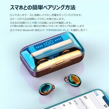 ワイヤレスイヤホン Bluetooth5.2 コンパクト FIPRIN 日本語音声ガイド 高音質 重低音 防水 スポーツ iPhone Android ブルートゥース_画像9