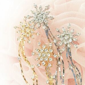 雪 結晶 ロング フリンジ ピアス インポート商品