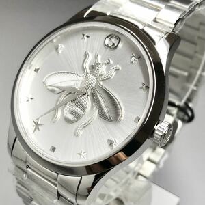 【新品】大人気 GUCCIグッチ G-タイムレス ビー シルバー メンズ腕時計 定価12万円 クォーツ 高級腕時計
