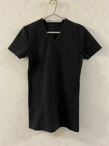 Tシャツ フリーサイズ ワンポイント 薔薇 ローズ ストレッチ素材 Vネック