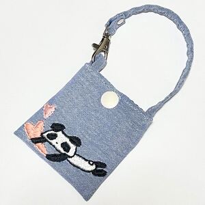 ハート パンダ 刺繍 ミニミニポーチ ハンドメイド