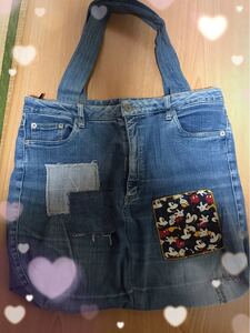 *ハンドメイド品*リメイクデニムトートバッグ