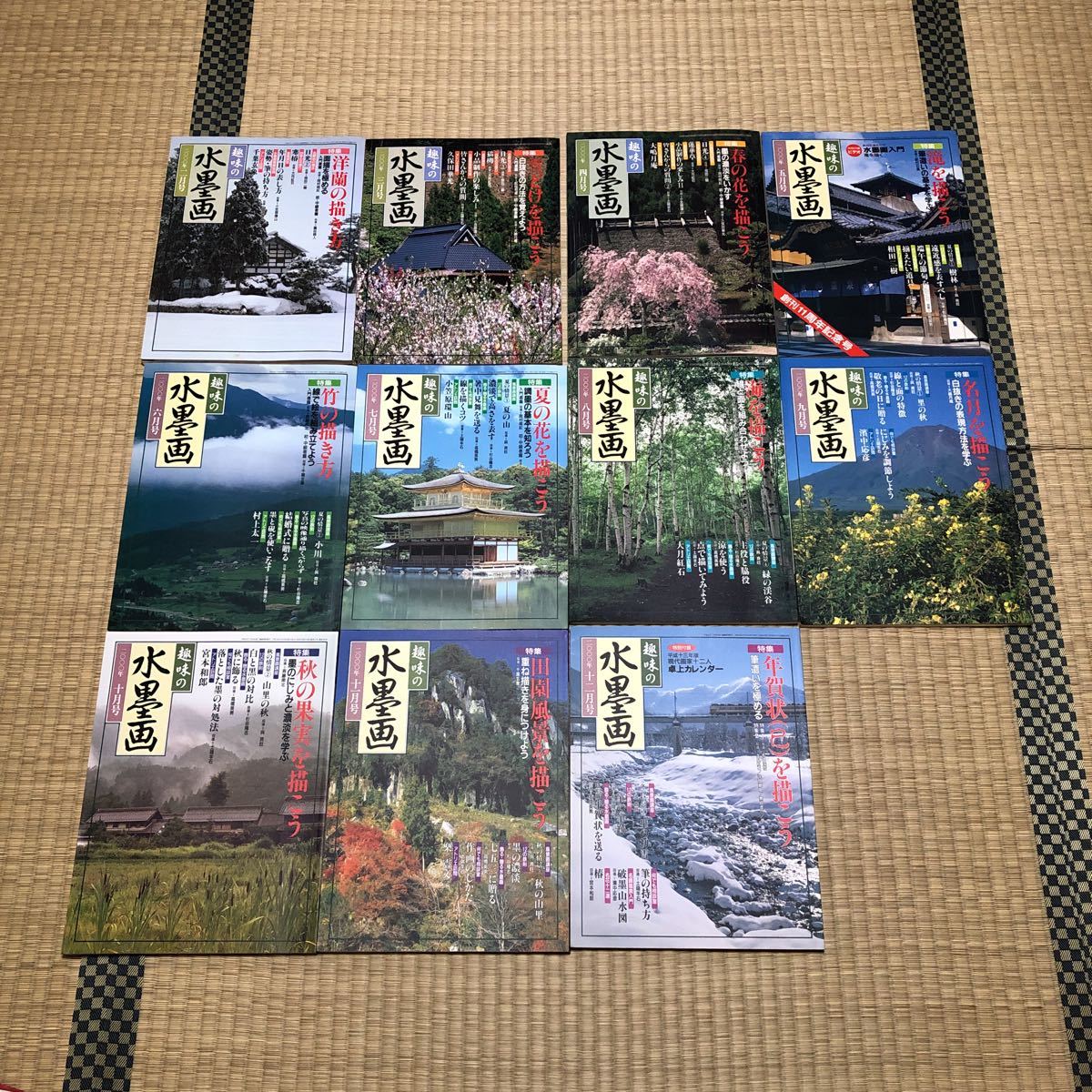 爱好水墨画 2000 年 2 月至 2000 年 12 月 11 卷套装 日本艺术教育中心, 艺术品, 绘画, 水墨画