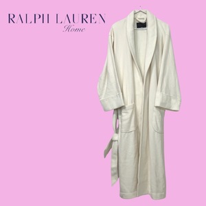 Ralph Lauren home ラルフローレン ホーム★バスローブ コート ガウン 白 ホワイト ワンポイント刺繍 ロング size L 管:B:12