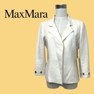 * Max Mara MAX MARA* lady's linen jacket ring design white white FB 38 IJ 40 tube :B:12