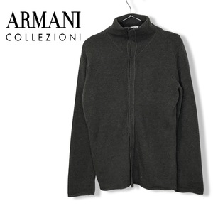 *ARMANI COLLEZIONI Armani ko let's .-ni* мужской кнопка-застежка вязаный жакет кардиган хаки size F40 I48 труба :B:12