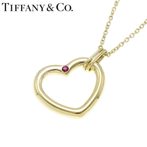  new goods has been finished Tiffany K18YG Open Heart 1P ruby pendant necklace yellow gold A2420-0-01392