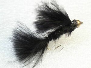 完成品フライ ウエイテッド ダムセルマラブー Damsel Marabou Black 8本 #8