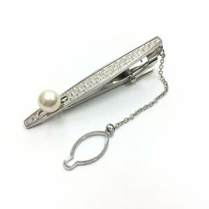 タイピン SILVER:シルバー パール シンプル 上品 メンズアクセサリー ネクタイピン