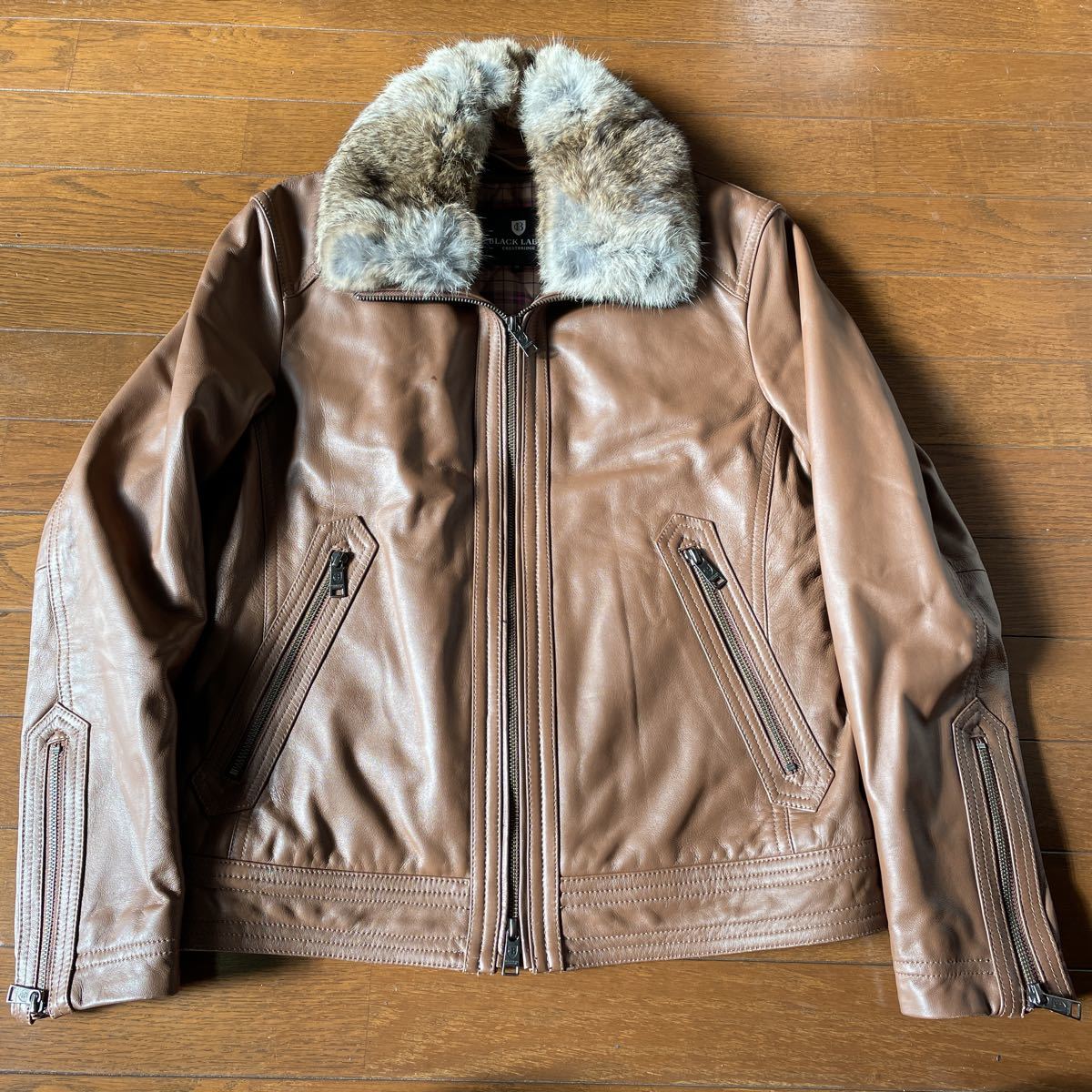 【美品】ブラックレーベル クレストブリッジ ラムレザー ジャケット MA-1 M