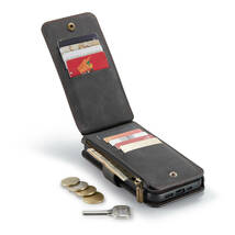 iPhone 13 mini レザーケース iPhone13 mini ケース アイフォン13 ミニ カバー 手帳型 カード収納 ファスナー付き 財布型 ブラック1_画像8