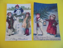 即決　新品　ポストカード　絵ハガキ　５枚セット　ビクトリアン　クリスマス　スノーマン　雪だるま　女の子　男の子　ミッドセンチェリー_画像3