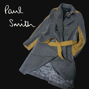 未使用 ポールスミス ブラック 英国 MOON社 シェットランドツイード ダブルブレスト トレンチコート size:42 Paul Smith BLACK レディース