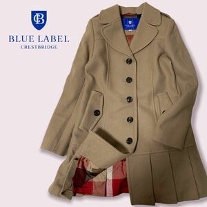 BLUE LABEL CRESTBRIDGE ブルーレーベル クレストブリッジ ソフトウール ハーフコート size:36 レディース