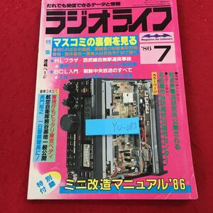 YU-083 ラジオライフ　特集　マスコミの裏側を見る　'86 7月号　ミニ改造マニュアル'86 東京ペディ　航空自衛隊熊谷基地　三才ブックス　