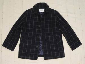 * United Arrows. .. pattern navy wool . with cotton stylish coat *125 centimeter *