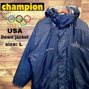 【USA製】 champion オリンピックロゴ ダウンジャケット 90's ブルゾン