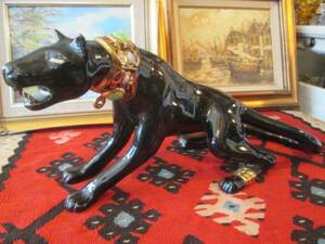  rare rare! America antique 50's real . black .. ornament USA made Panther / Vintage old clothes Jaguar 40's California miscellaneous goods west sea Hawaii 