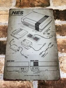 ファミコン　NES本体　レトロゲーム ヴィンテージ 加工　マリオ　ブリキ看板