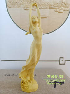 新作　美人　美女　女性像　彫刻工芸品　手作り　置物　木彫り　精密細工