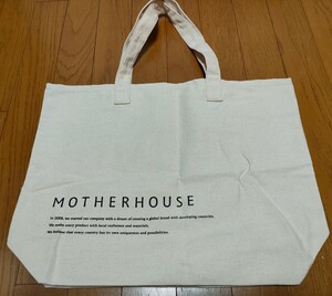 マザーハウストートバッグ:MOTHERHOUSE:大きめエコバッグ:生成り:帆布:たっぷり大容量:肩掛け:ショルダー:キャンバス地