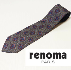 美品 レノマ　renoma ネクタイ　総柄　光沢　高級シルク　ビジネス