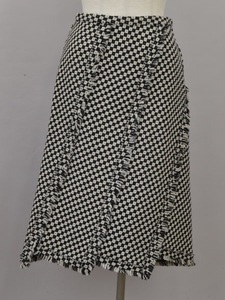 ヒロコビス HIROKO BIS ウール スカート 9サイズ ブラック×ホワイト チェック レディース j_p F-L7048