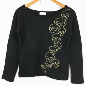 WORLD WIDE LOVE!/ World Wide Love wool / circle collar sweater size 1 black / black skull pattern tube NO.A19-30